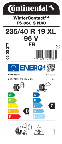 Автомобильные шины Continental WinterContact TS 860 S 235/40R19 96V