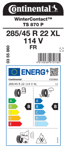 Автомобильные шины Continental WinterContact TS 870 P 285/45R22 114V