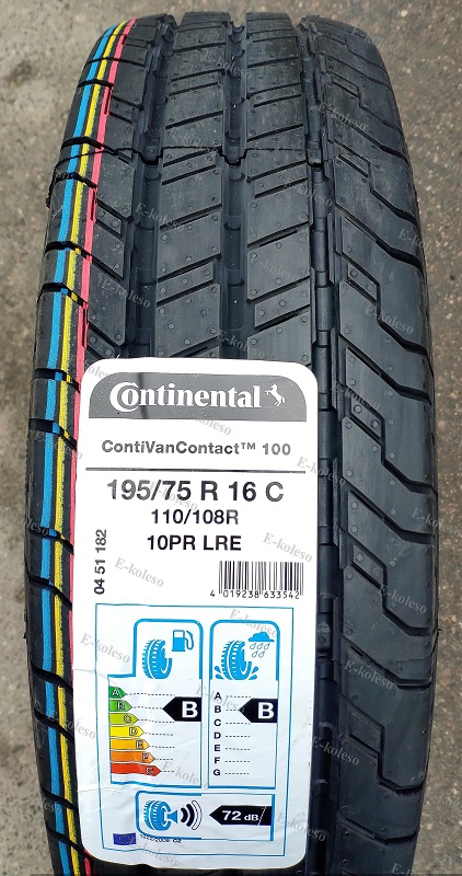 Автомобильные шины Continental Contivancontact 100 195/75 R16C 110/108R