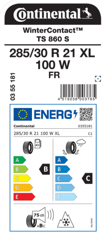 Автомобильные шины Continental WinterContact TS 860 S 285/30R21 100W