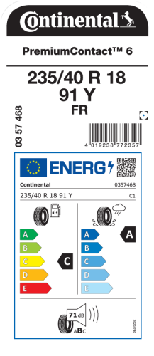 Автомобильные шины Continental PremiumContact 6 235/40R18 91Y