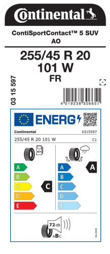 Автомобильные шины Continental ContiSportContact 5 SUV 255/45R20 101W 