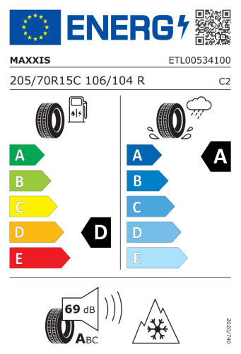 Автомобильные шины Maxxis Vansmart AL2 205/70R15C 106/104R