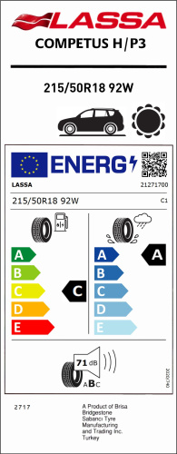 Автомобильные шины Lassa Competus H/P 3  215/50R18 92W