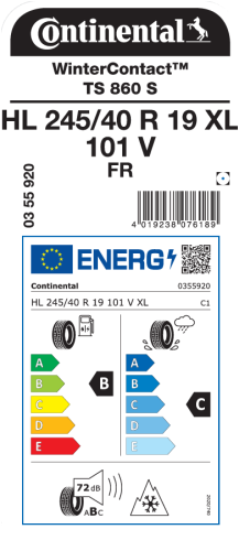 Автомобильные шины Continental WinterContact TS 860 S 245/40R19 101V