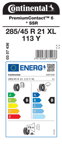 Автомобильные шины Continental PremiumContact 6 285/45R21 113Y (run-flat)