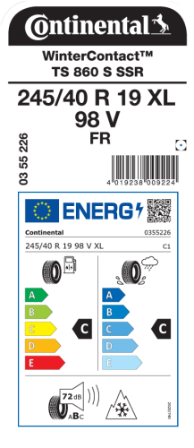 Автомобильные шины Continental WinterContact TS 860 S 245/40R19 98V (run-flat)