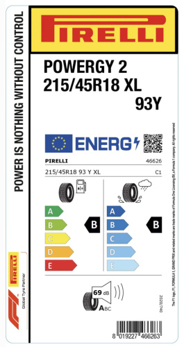 Автомобильные шины Pirelli Powergy 2  215/45R18 93Y