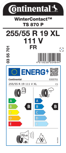 Автомобильные шины Continental WinterContact TS 870 P 255/55R19 111V XL