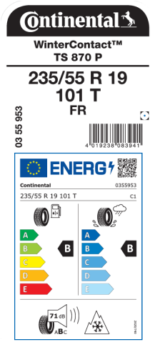 Автомобильные шины Continental WinterContact TS 870 P 235/55R19 101T