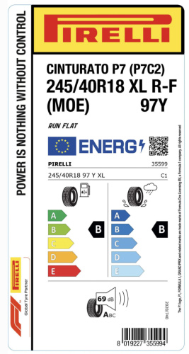 Автомобильные шины Pirelli Cinturato P7 C2 245/40R18 97Y (run-flat)