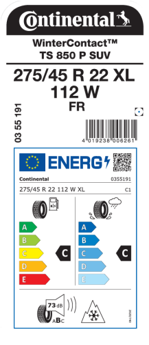 Автомобильные шины Continental WinterContact TS 850 P SUV 275/45R22 112W