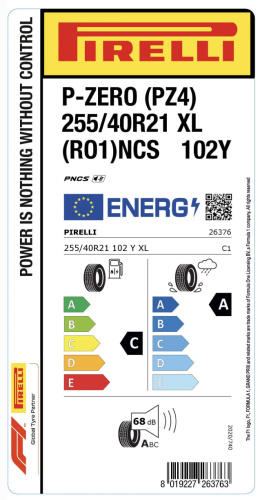 Автомобильные шины Pirelli P Zero PZ4 255/40R21 102Y