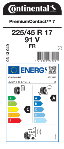 Автомобильные шины Continental PremiumContact 7 225/45R17 91V