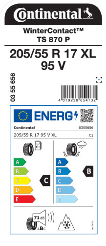 Автомобильные шины Continental WinterContact TS 870 P 205/55R17 95V XL