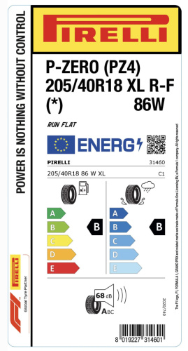 Автомобильные шины Pirelli P Zero PZ4 205/40R18 86W (run-flat)