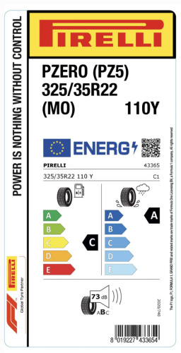 Автомобильные шины Pirelli P Zero PZ5 325/35R22 110Y