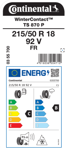 Автомобильные шины Continental WinterContact TS 870 P 215/50R18 92V