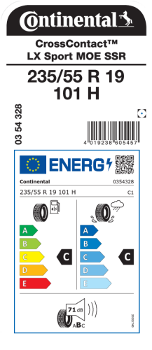 Автомобильные шины Continental ContiCrossContact LX Sport 235/55R19 101H (run-flat)