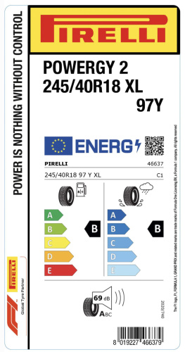 Автомобильные шины Pirelli Powergy 2  245/40R18 97Y