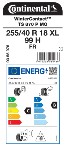 Автомобильные шины Continental WinterContact TS 870 P 255/40R18 99H XL