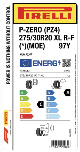 Автомобильные шины Pirelli P Zero Luxury Saloon 275/30R20 97Y (run-flat)