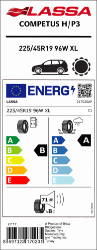 Автомобильные шины Lassa Competus H/P 3 225/45 R19 96W