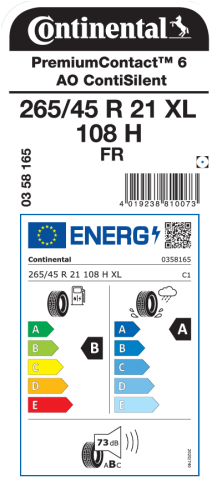 Автомобильные шины Continental PremiumContact 6 265/45R21 108H