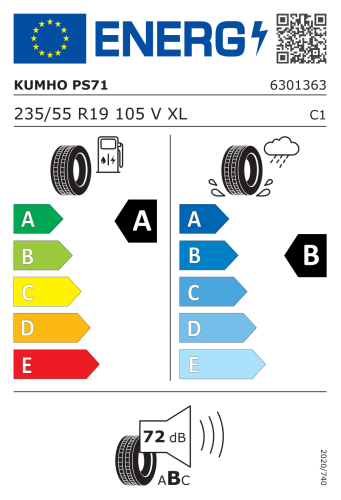 Автомобильные шины Kumho Ecsta PS71 235/55R19 105V
