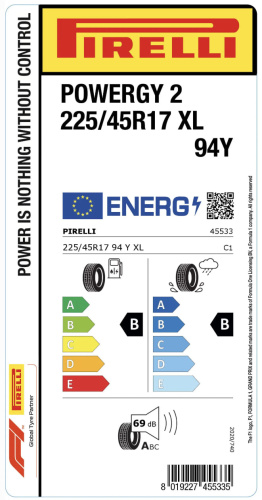 Автомобильные шины Pirelli Powergy 2  225/45R17 94Y