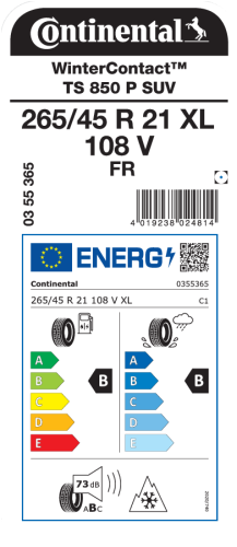 Автомобильные шины Continental WinterContact TS 850 P 265/45R21 108V