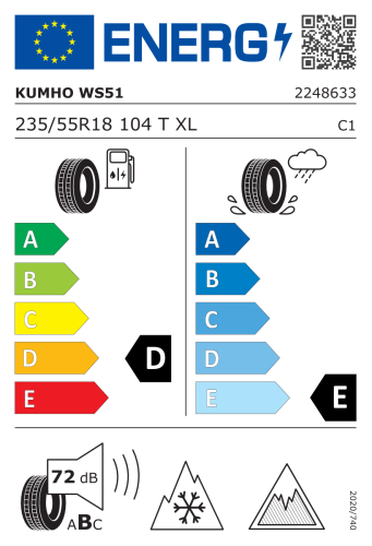 Автомобильные шины Kumho Wintercraft Suv Ice WS51 235/55 R18 104T