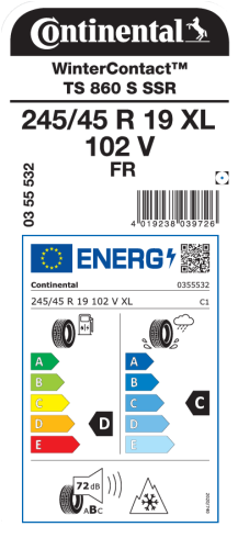 Автомобильные шины Continental WinterContact TS 860 S 245/45R19 102V (run-flat)