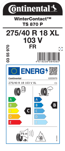 Автомобильные шины Continental WinterContact TS 870 P 275/40R18 103V XL