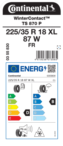 Автомобильные шины Continental WinterContact TS 870 P 225/35R18 87W