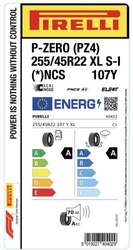 Автомобильные шины Pirelli P Zero PZ4  255/45R22 107Y  ? NCS Elect FR Seal-Inside